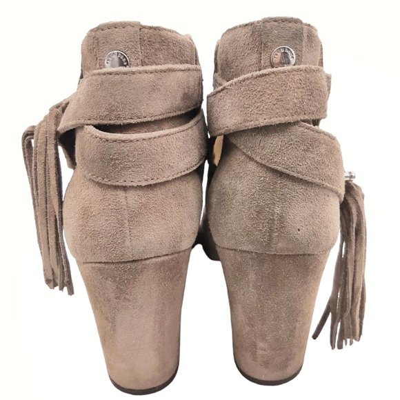 Rag & Bone Harrow Ankle Wrap Fringe Beige Suede Ankle Boots 39.5 - Picture 5 of 16